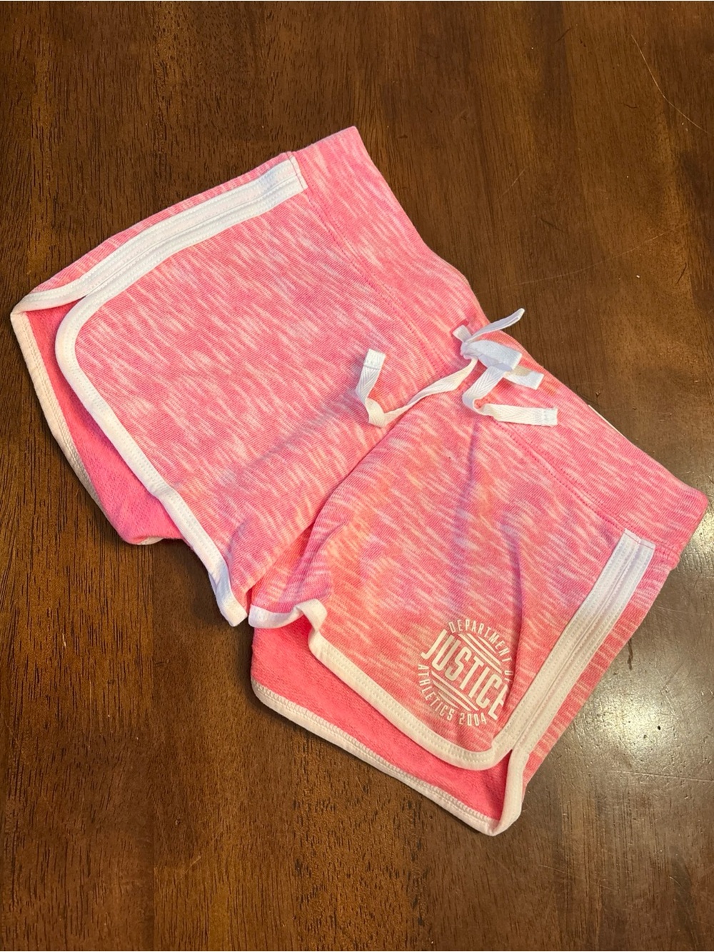 Justice Pink Marled Athletic Shorts with White Trim
